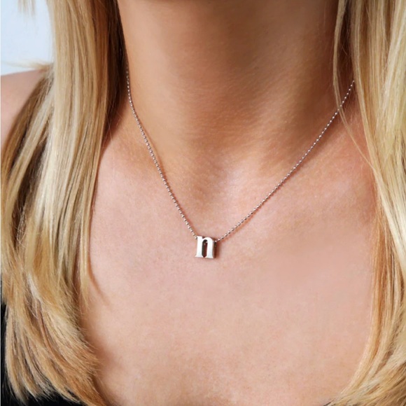 Alex Woo Sterling Silver Little Letter ‘N’ charm and 16”sterling silver … - Picture 3 of 5